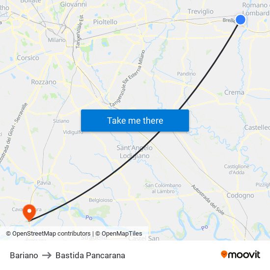 Bariano to Bastida Pancarana map