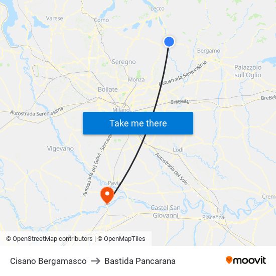 Cisano Bergamasco to Bastida Pancarana map