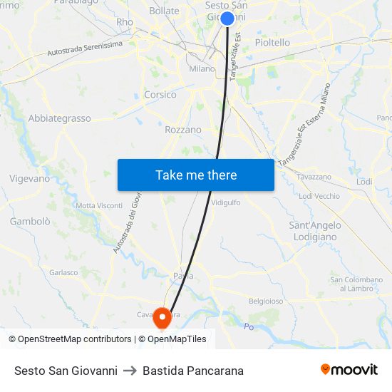 Sesto San Giovanni to Bastida Pancarana map