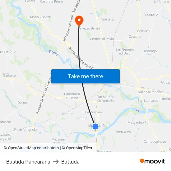 Bastida Pancarana to Battuda map