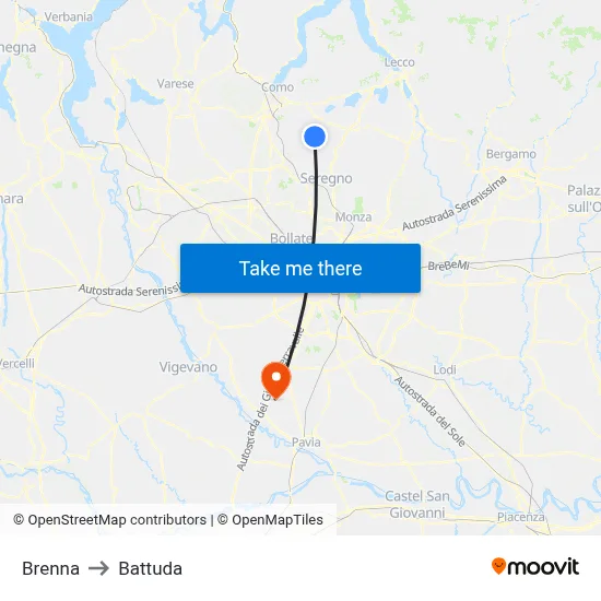 Brenna to Battuda map