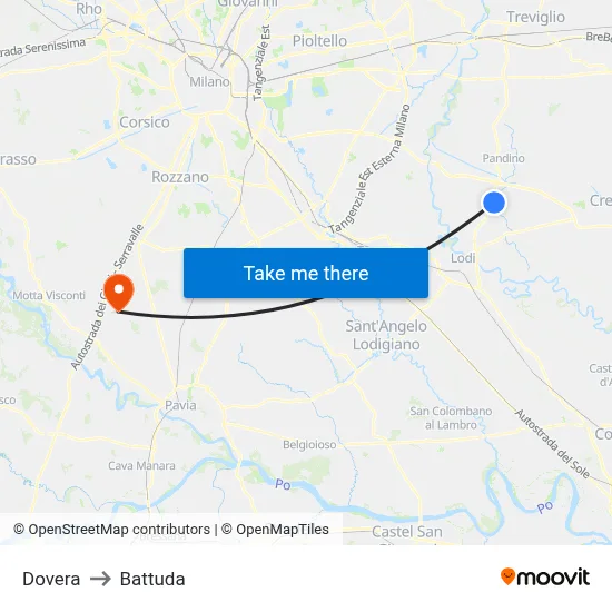 Dovera to Battuda map