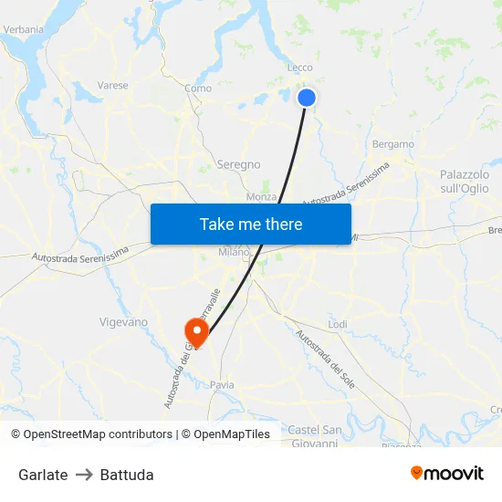 Garlate to Battuda map