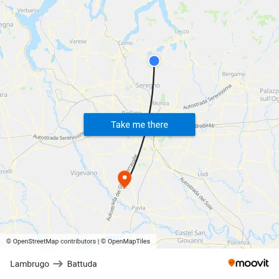 Lambrugo to Battuda map