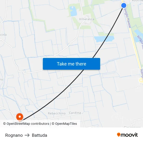Rognano to Battuda map