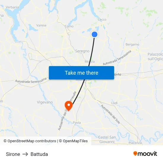 Sirone to Battuda map