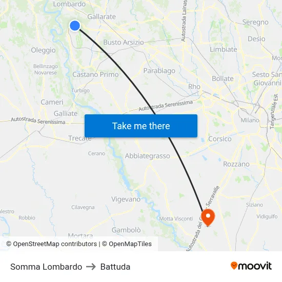 Somma Lombardo to Battuda map