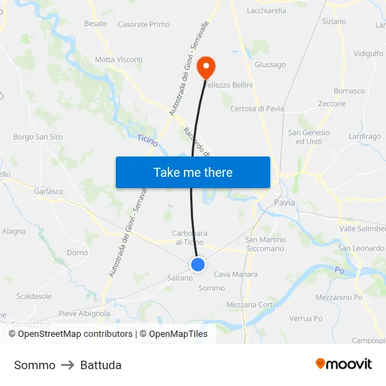 Sommo to Battuda map