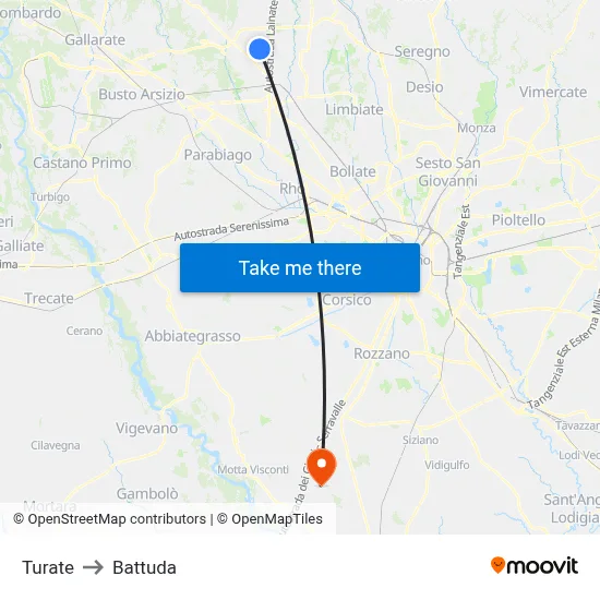 Turate to Battuda map