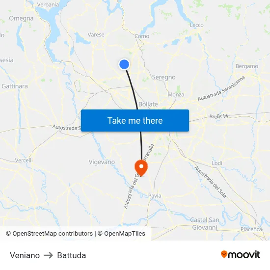 Veniano to Battuda map