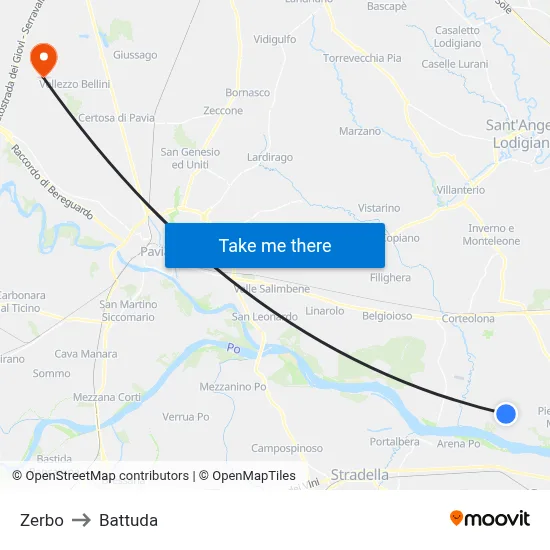 Zerbo to Battuda map
