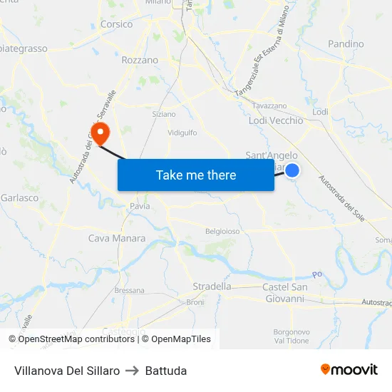 Villanova Del Sillaro to Battuda map