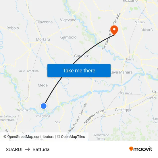 Suardi to Battuda map
