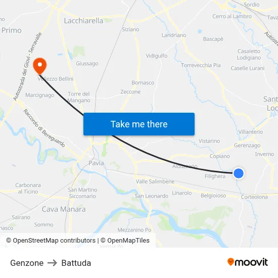 Genzone to Battuda map