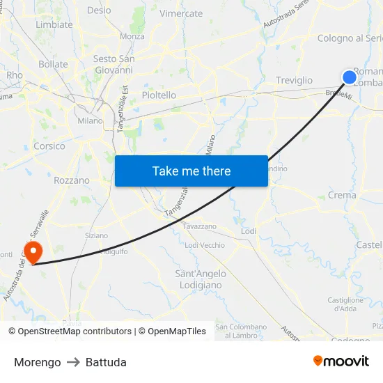 Morengo to Battuda map