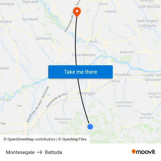 Montesegale to Battuda map