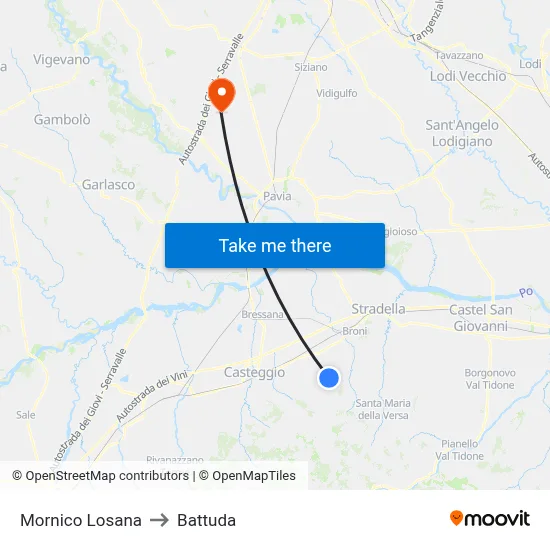 Mornico Losana to Battuda map