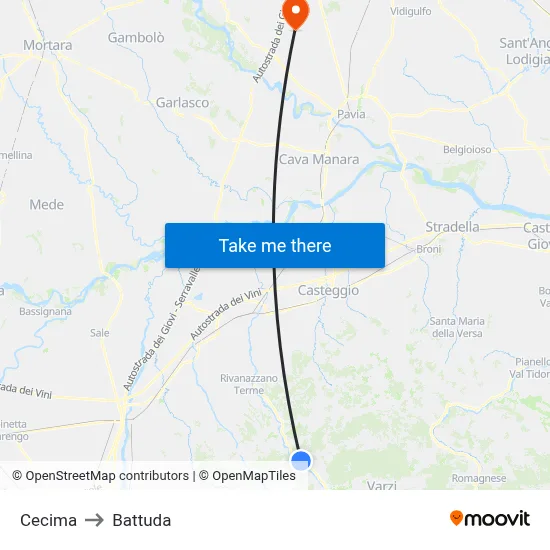 Cecima to Battuda map