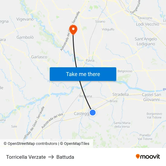 Torricella Verzate to Battuda map
