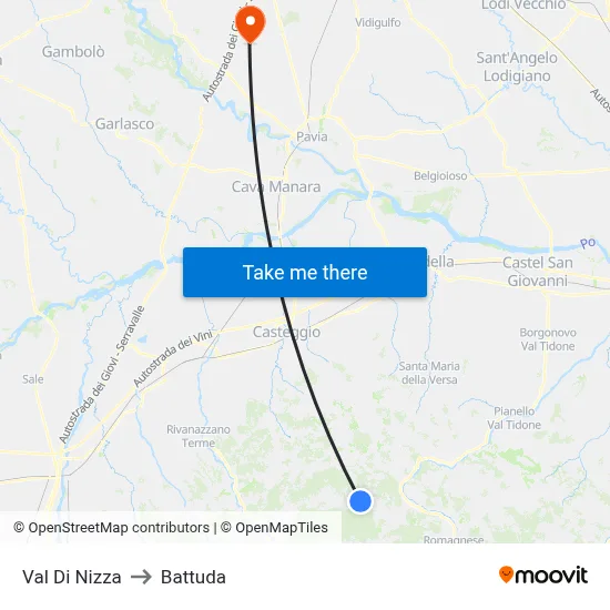 Val Di Nizza to Battuda map