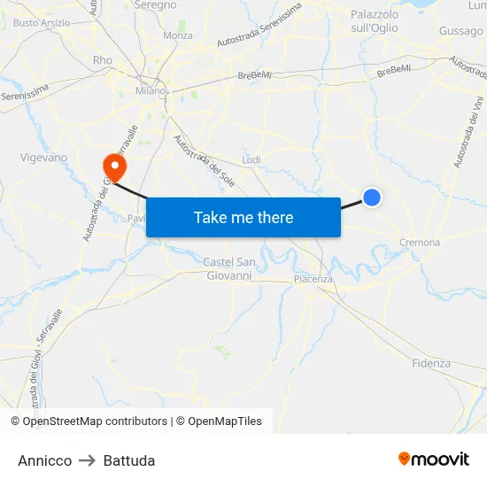 Annicco to Battuda map
