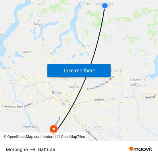 Morbegno to Battuda map