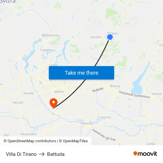 Villa Di Tirano to Battuda map