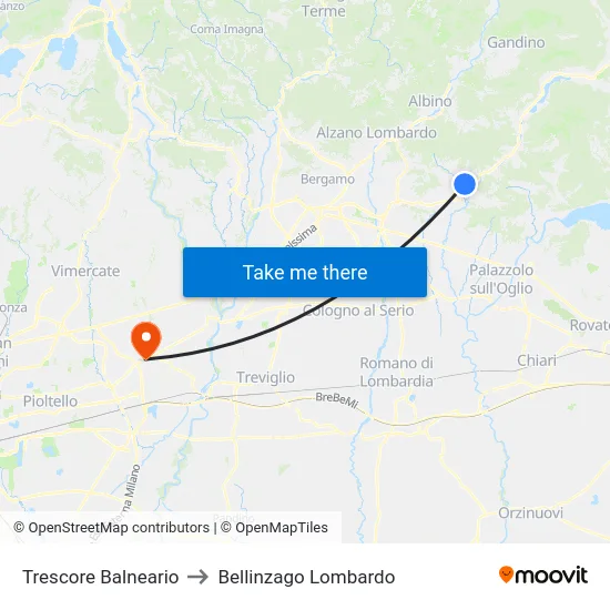 Trescore Balneario to Bellinzago Lombardo map