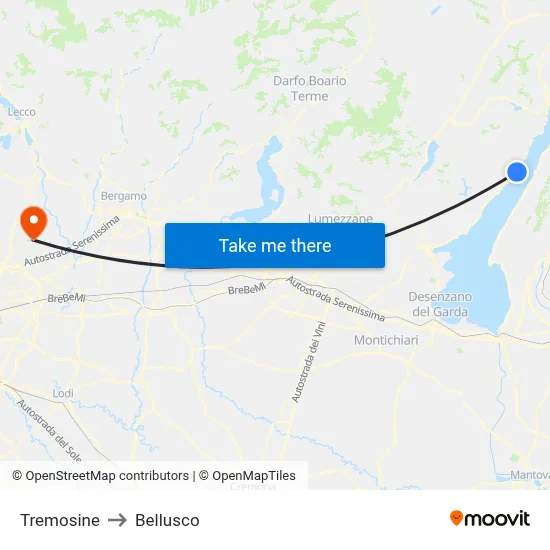Tremosine to Bellusco map