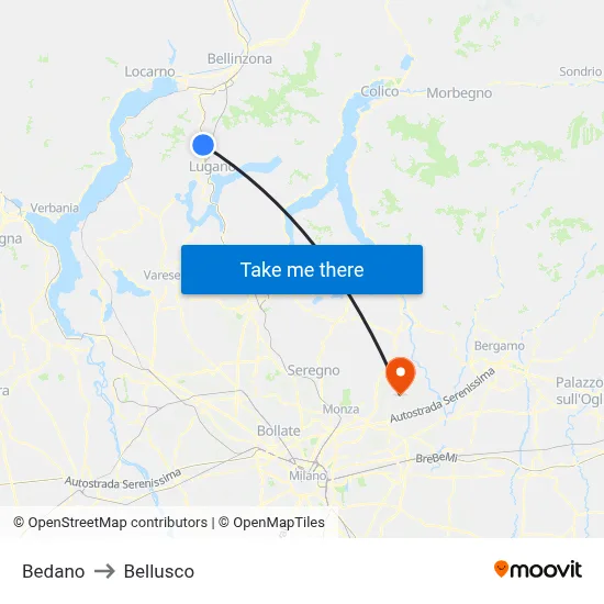 Bedano to Bellusco map