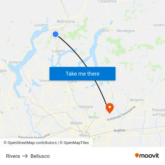 Rivera to Bellusco map