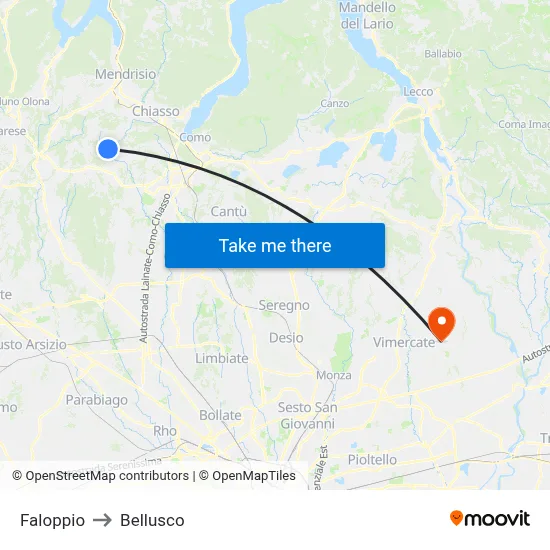 Faloppio to Bellusco map