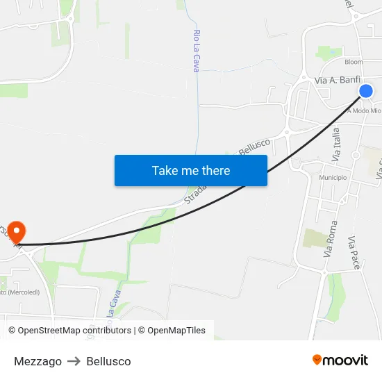 Mezzago to Bellusco map