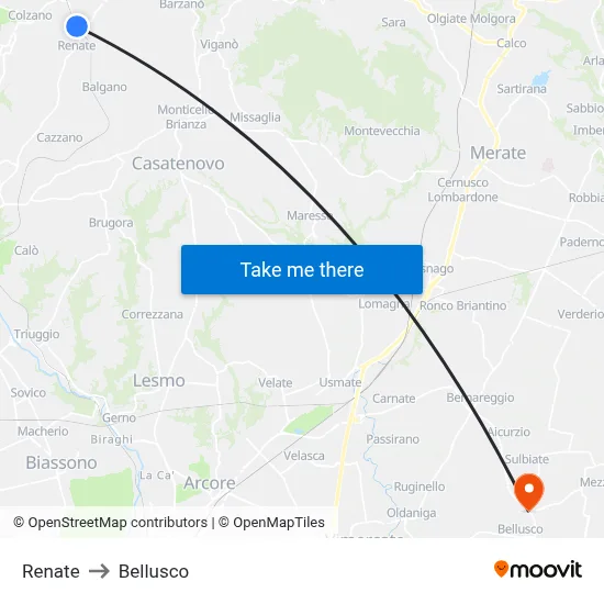 Renate to Bellusco map