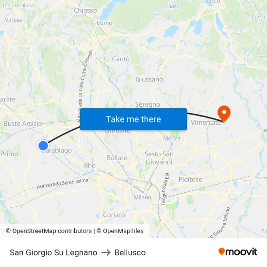San Giorgio Su Legnano to Bellusco map