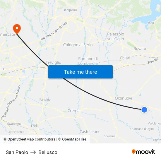 San Paolo to Bellusco map