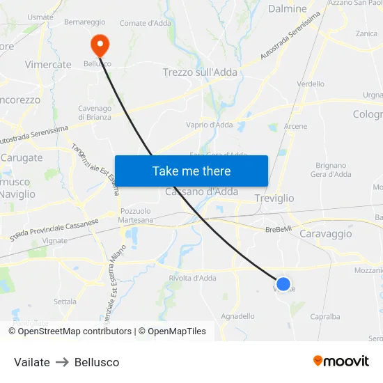 Vailate to Bellusco map