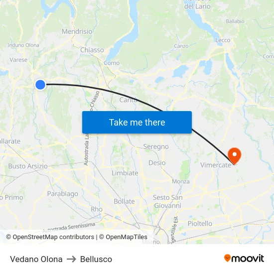 Vedano Olona to Bellusco map