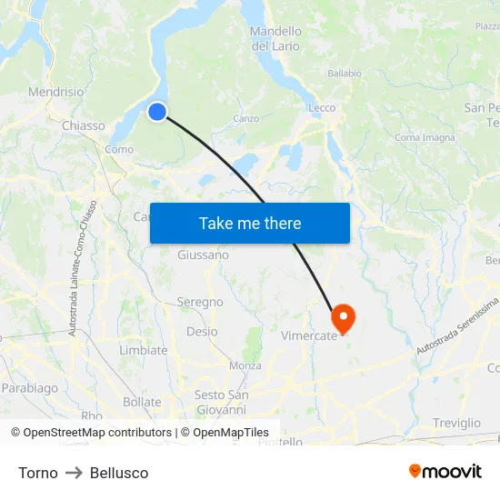 Torno to Bellusco map