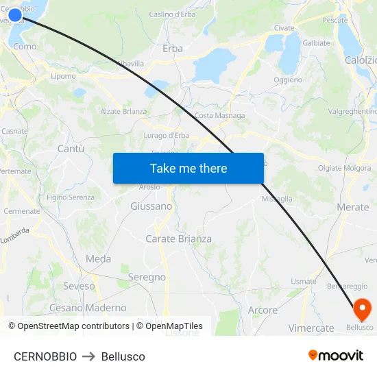 CERNOBBIO to Bellusco map