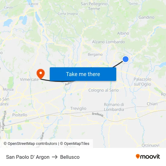 San Paolo D' Argon to Bellusco map