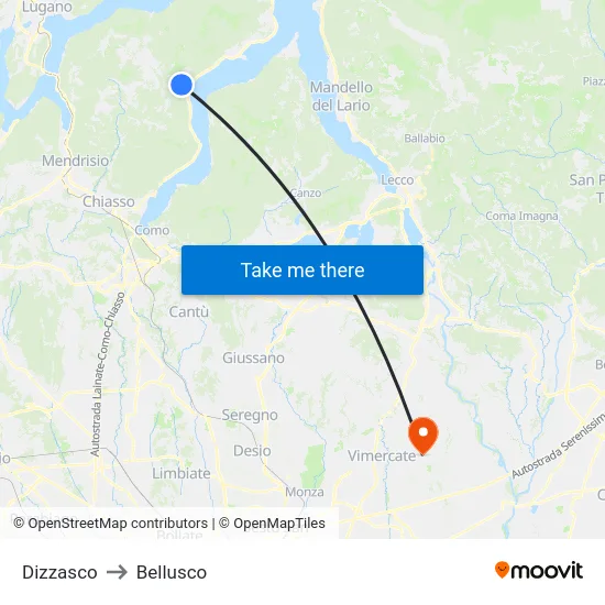 Dizzasco to Bellusco map