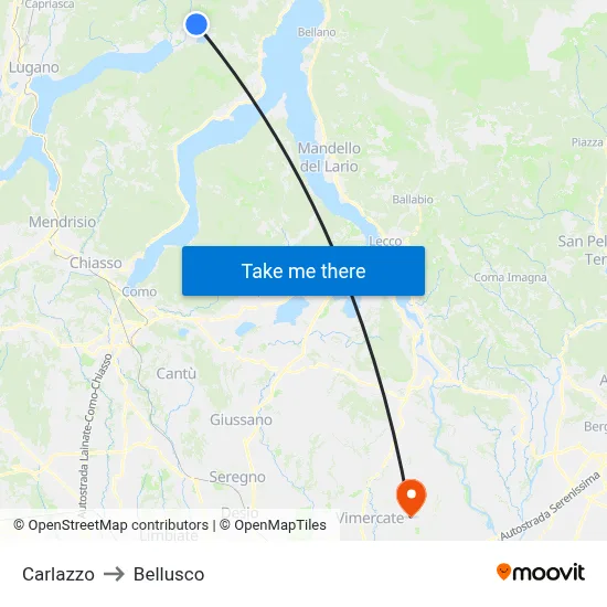 Carlazzo to Bellusco map