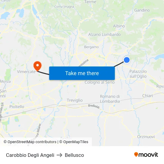 Carobbio Degli Angeli to Bellusco map