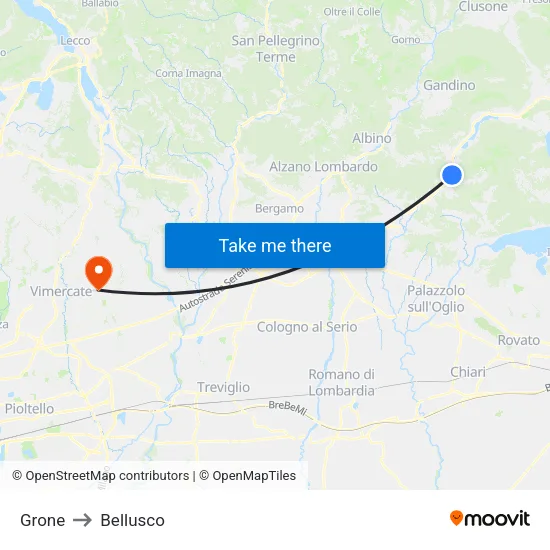 Grone to Bellusco map