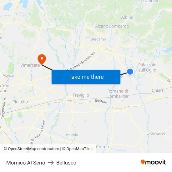Mornico Al Serio to Bellusco map