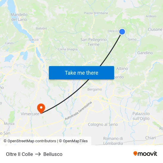 Oltre Il Colle to Bellusco map