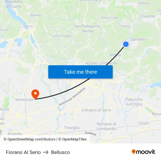 Fiorano al Serio to Bellusco map