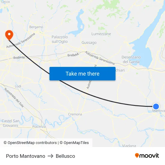 Porto Mantovano to Bellusco map