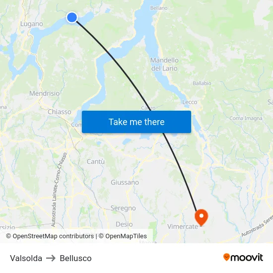 Valsolda to Bellusco map